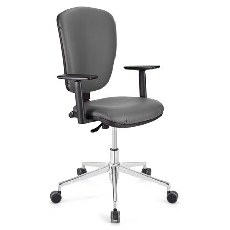 Bürostuhl KALIPSO PRO LEDER, verstellbare Rücken- und Armlehnen, Metallgestell, Lederbezug, Farbe Grau