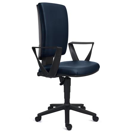 Bürostuhl ATLAS LEDER, verstellbare Rückenlehne, dicke Polsterung, Farbe Dunkelblau
