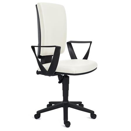 Bürostuhl ATLAS LEDER, verstellbare Rückenlehne, dicke Polsterung, Farbe Weiß