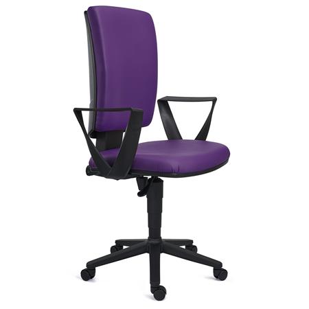 Bürostuhl ATLAS LEDER, verstellbare Rückenlehne, dicke Polsterung, Farbe Lila
