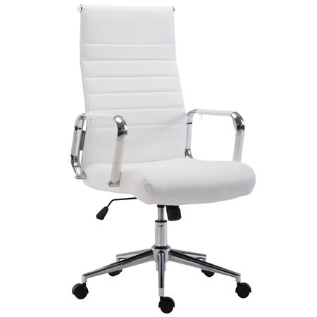 Bürostuhl KOLMU, Metallgestell, elegantes Design in Leder mit Quersteppung, Farbe Weiß
