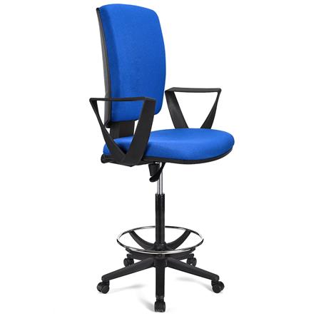 BÜROHOCKER ATLAS STOFF, verstellbare Rückenlehne, dicke Polsterung, Farbe Blau