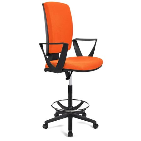 BÜROHOCKER ATLAS STOFF, verstellbare Rückenlehne, dicke Polsterung, Farbe Orange