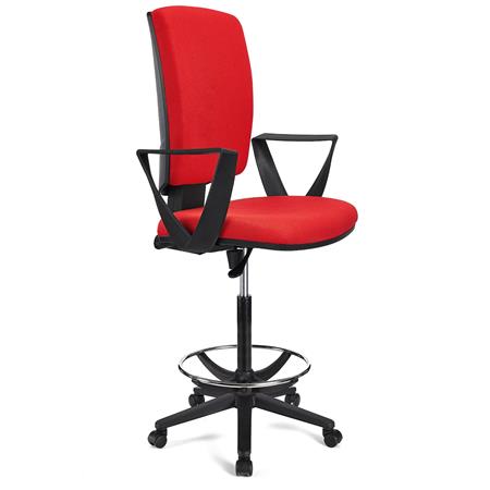 BÜROHOCKER ATLAS STOFF, verstellbare Rückenlehne, dicke Polsterung, Farbe Rot