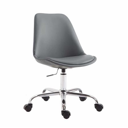 Bürostuhl TULUM, trendiges Design, Metallfußkreuz, Lederbezug, Farbe Grau