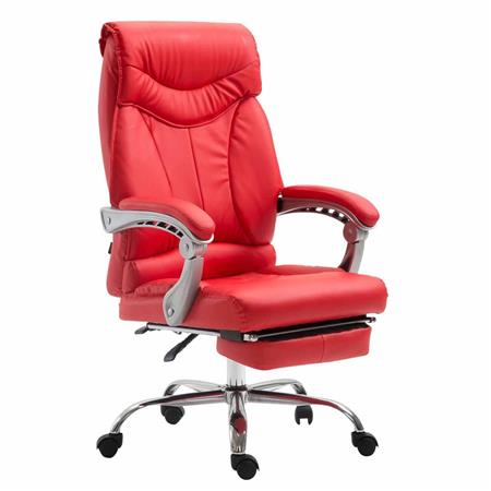 Chefsessel OREGON, verstellbare Fußablage, dicke Polsterung, Leder, Farbe Rot