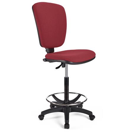 Arbeitshocker KALIPSO OHNE ARMLEHNEN, verstellbare Rückenlehne, dicke Polsterung, Stoffbezug, Farbe Burgund