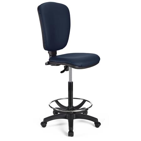 Arbeitshocker KALIPSO LEDER OHNE ARMLEHNE, verstellbare Rückenlehnen, dicke Polsterung, Farbe Blau
