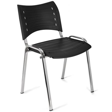 Besucherstuhl ELVA C, stapelbar und sehr praktisch, verchromte Stuhlbeine, Farbe Schwarz
