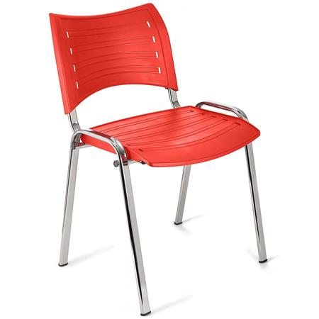 Besucherstuhl ELVA C, stapelbar und sehr praktisch, verchromte Stuhlbeine, Farbe Rot