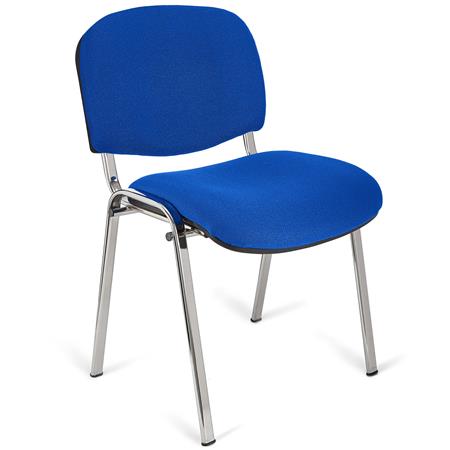 Konferenzstuhl MOBY BASE STOFF mit verchromten Stuhlbeinen, bequem und praktisch, stapelbar, Farbe Blau