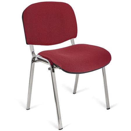 Konferenzstuhl MOBY BASE STOFF mit verchromten Stuhlbeinen, bequem und praktisch, stapelbar, Farbe Burgund