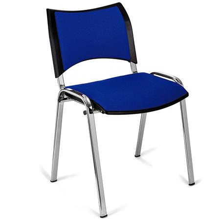Besucherstuhl ROMEL, bequeme Polsterung, stapelbar, verchromte Stuhlbeine, Stoffbezug, Farbe Blau