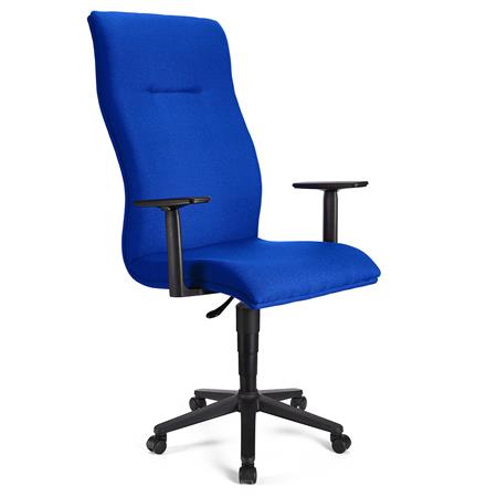 Chefsessel HANNIBAL STOFF, hohe Rückenlehne, verstellbare Armlehnen, dicke Polsterung, Farbe Blau