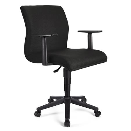 Bürostuhl HANNIBAL BASIS STOFF, verstellbare Armlehnen, dicke Polsterung, Farbe Schwarz