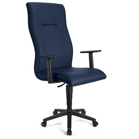 Chefsessel HANNIBAL LEDER, hohe Rückenlehne, verstellbare Armlehnen, dicke Polsterung, Farbe Dunkelblau