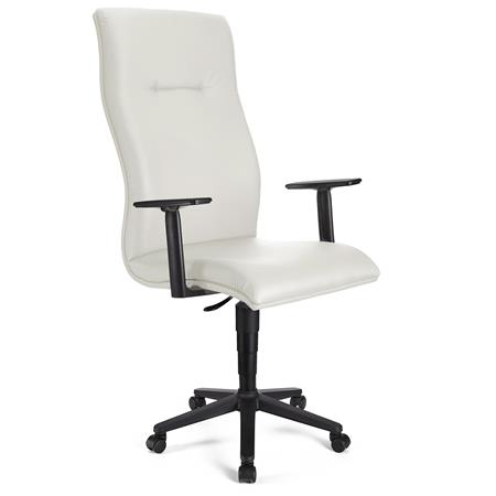 Chefsessel HANNIBAL LEDER, hohe Rückenlehne, verstellbare Armlehnen, dicke Polsterung, Farbe Weiß