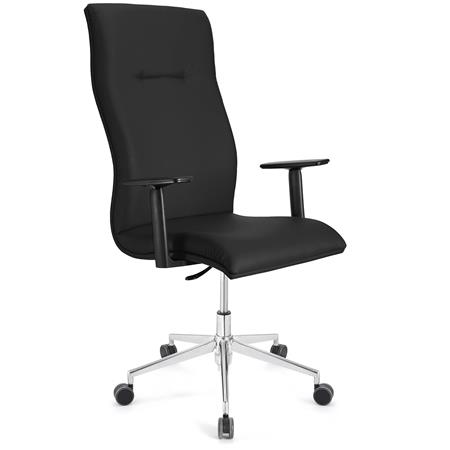 Chefsessel HANNIBAL PRO LEDER, hohe Rückenlehne, verstellbare Armlehnen, dicke Polsterung, Farbe Schwarz