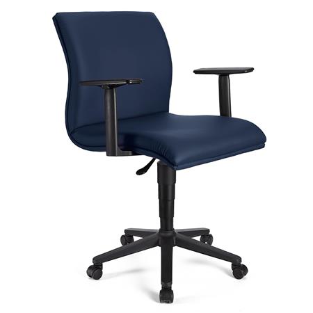 Bürostuhl HANNIBAL BASIS LEDER, verstellbare Armlehnen, dicke Polsterung, Farbe Dunkelblau