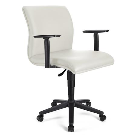 Bürostuhl HANNIBAL BASIS LEDER, verstellbare Armlehnen, dicke Polsterung, Farbe Weiß