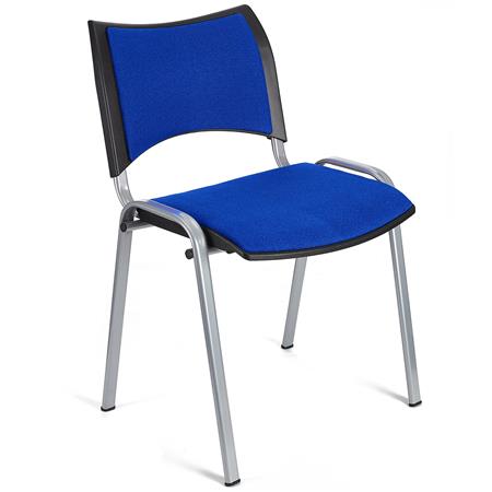 Besucherstuhl ROMEL, bequeme Polsterung, stapelbar, Stoffbezug, graue Stuhlbeine, Farbe Blau