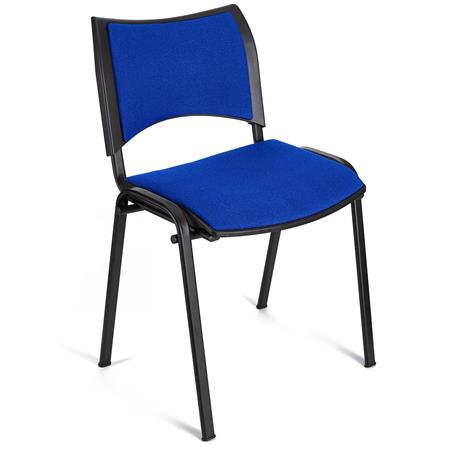 Besucherstuhl ROMEL, bequeme Polsterung, stapelbar, Stoffbezug, schwarze Stuhlbeine, Farbe Blau