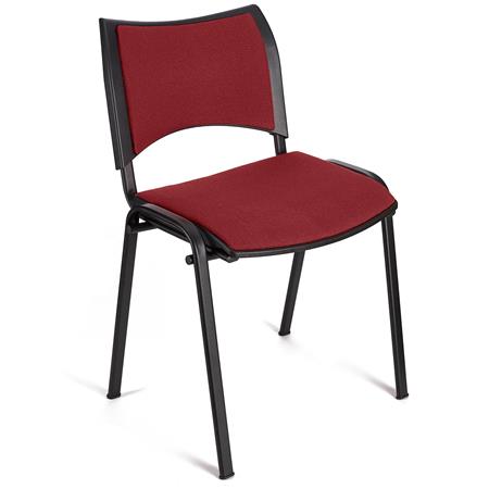 Besucherstuhl ROMEL, bequeme Polsterung, stapelbar, Stoffbezug, schwarze Stuhlbeine, Farbe Burgund