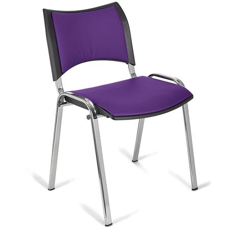 Besucherstuhl ROMEL LEDER, bequeme Polsterung, stapelbar, verchromte Stuhlbeine, Farbe Lila
