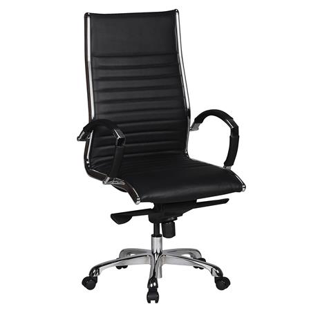 Bürosessel BAYERN, Chromgestell, sehr elegant, Echtleder, Farbe Schwarz