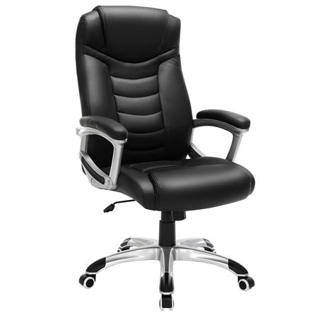 Bürostuhl ASLAN, dicke Polsterung, elegante Naht, Lederbezug, Farbe Schwarz