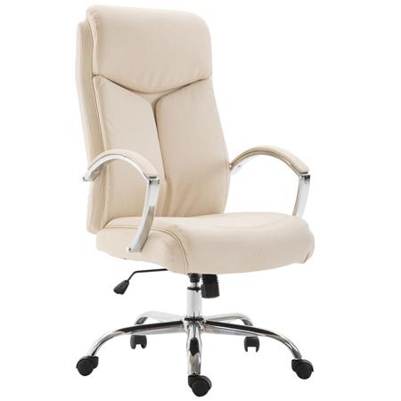 Bürosessel BAUDY LEDER, Metallfußkreuz, dicke Polsterung, Farbe Beige