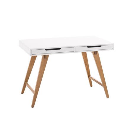 Computertisch STOCKHOLM, skandinavisches Design, Abmessungen 110 x 60 x 75, aus Holz, Farbe Weiß und Eiche