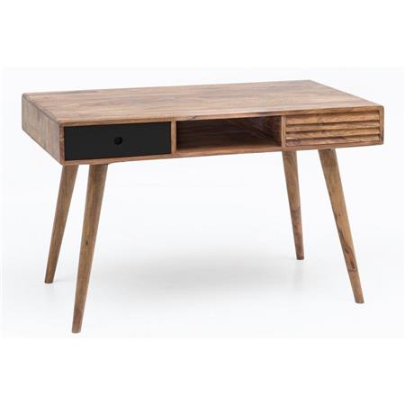 Schreibtisch PRAG, Abmessungen 117 x 60 x 75 cm, aus Holz, Farbe Eiche und Schwarz