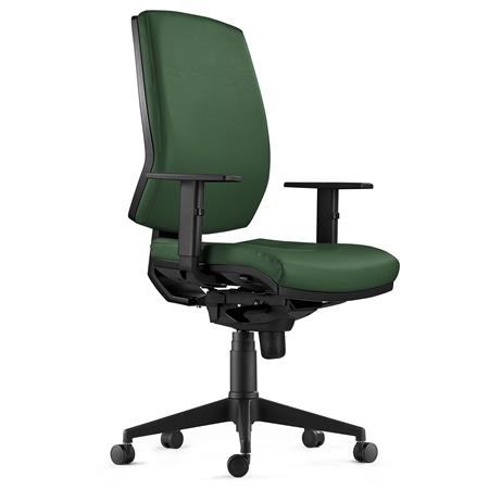 Ergonomischer Bürostuhl OLIVER LEDER, 8h-Nutzung, dicke Polsterung, Farbe Grün