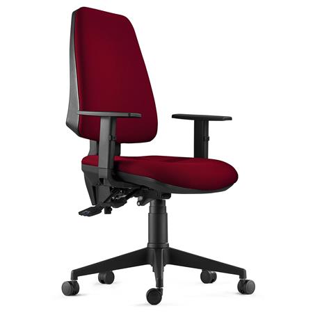 Ergonomischer Bürostuhl INDIANA, Stoffbezug, verstellbare Armlehnen, Farbe Burgund