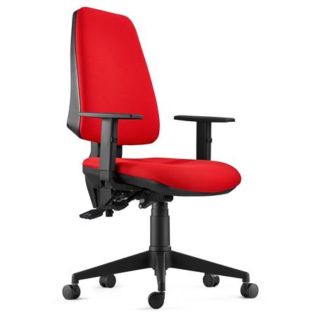 Ergonomischer Bürostuhl INDIANA, Stoffbezug, verstellbare Armlehnen, Farbe Rot