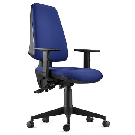 Ergonomischer Bürostuhl INDIANA, Stoffbezug, verstellbare Armlehnen, Farbe Dunkelblau