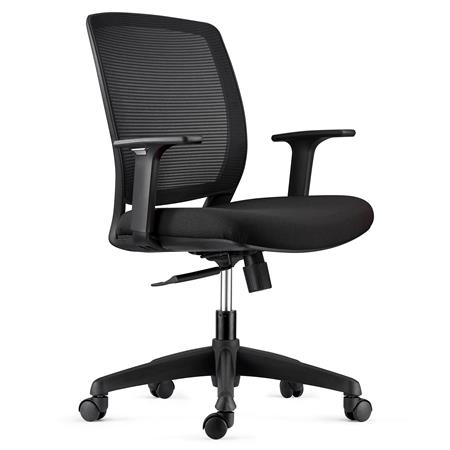 Bürostuhl MISURI BLACK, verstellbare Armlehnen, mit atmungsaktivem Netzbezug, Farbe Schwarz