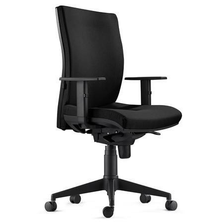 Ergonomischer Bürostuhl KEVIN, Lordosenstütze, Stoffbezug, Farbe Schwarz