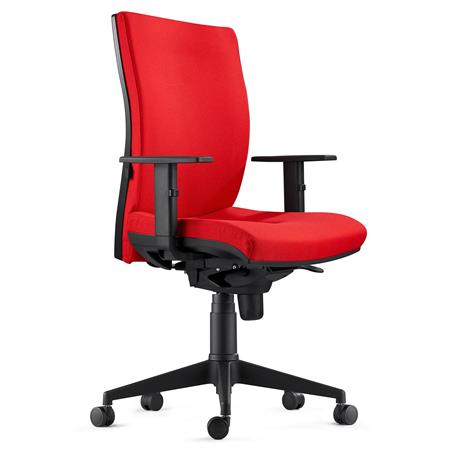 Ergonomischer Bürostuhl KEVIN, Lordosenstütze, Stoffbezug, Farbe Rot