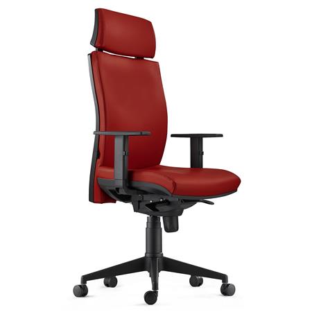 Ergonomischer Bürostuhl MARVEL LEDER, Kopf- und Lordosenstütze, Farbe Braun