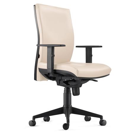 Ergonomischer Bürostuhl KEVIN LEDER, mit Lordosenstütze, Farbe Beige