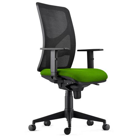 Bürostuhl MILO, verstellbare Armlehnen, Lordosenstütze, Stoffbezug, Farbe Grün