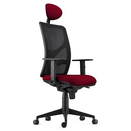 Bürostuhl BAIKAL STOFF, verstellbare Armlehnen, Lordosenstütze, Farbe Burgund
