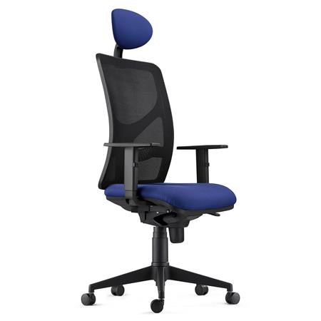 Bürostuhl BAIKAL STOFF, verstellbare Armlehnen, Lordosenstütze, Farbe Dunkelblau