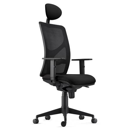 Bürostuhl BAIKAL STOFF, verstellbare Armlehnen, Lordosenstütze, Farbe Schwarz