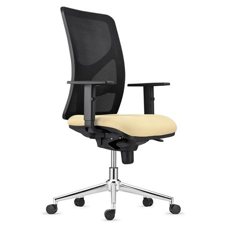 Bürostuhl MILO, Metallfußkreuz, verstellbare Armlehnen, Lordosenstütze, Stoffbezug, Farbe Beige