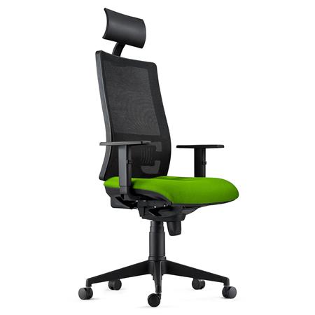 Ergonomischer Bürostuhl MARS, Kopfstütze, verstellbare Armlehnen und Lordosenstütze, Farbe Grün