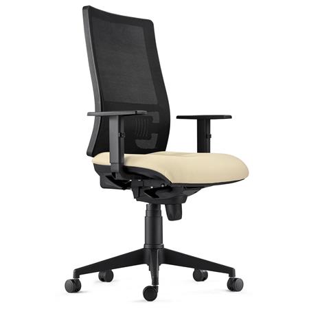 Ergonomischer Bürostuhl EMERSON, verstellbare Armlehnen und Lordosenstütze, Farbe Beige