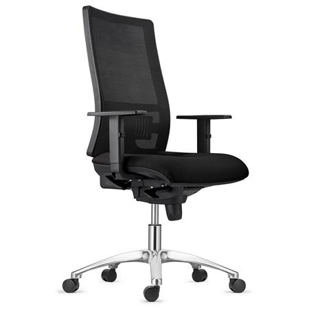 Ergonomischer Bürostuhl EMERSON, Metallfußkreuz, verstellbare Rückenlehne mit Lordosenstütze, Stoffbezug, Farbe Schwarz